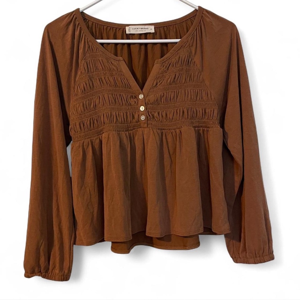 Lucky Brand Rust Long Sleeve Blouse